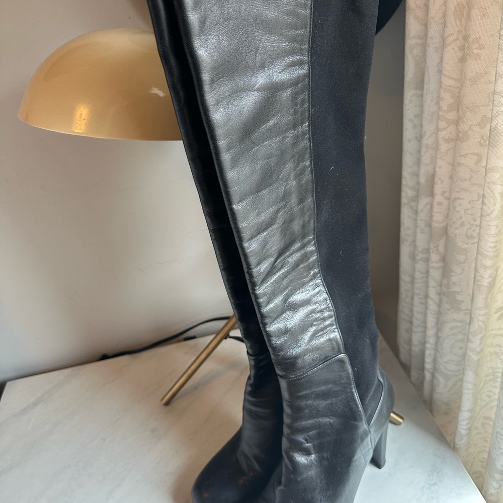 Stuart Weitzman Black Over the Knee Boots with Stiletto Heel